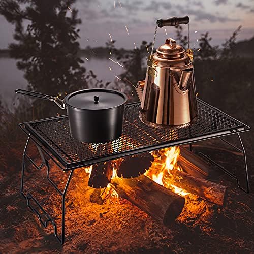 Campfire Grill Storage Rack Steel Foldable Stackable Grill, 1pcs