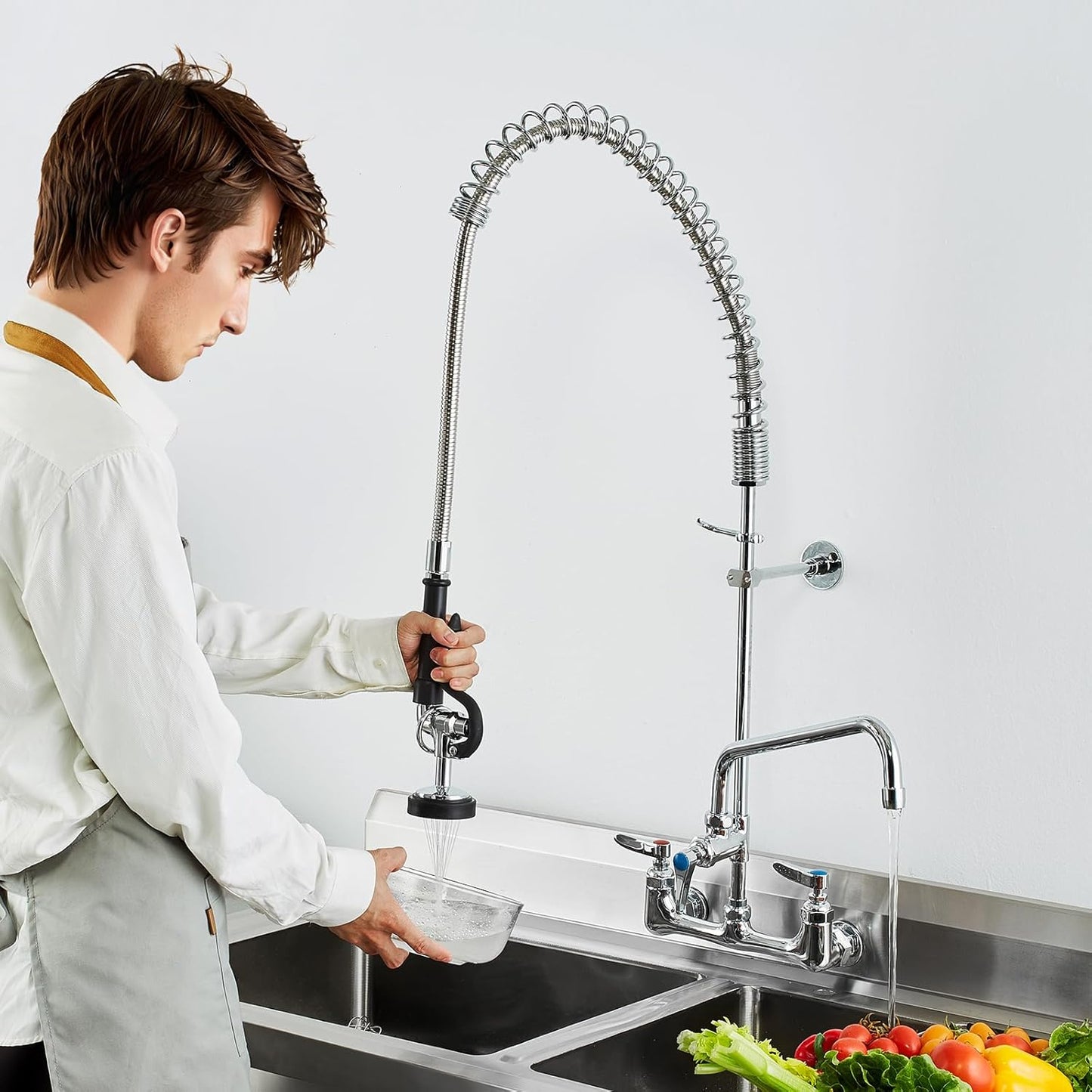 VEVOR Faucet 36"H Wall Mount Kitchen Sink Pull Down Spray Faucet