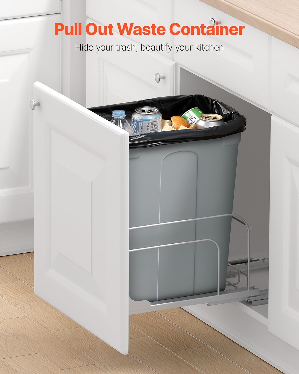 Pullout Trash Can 35Qt Bin With Soft Close Sliding System