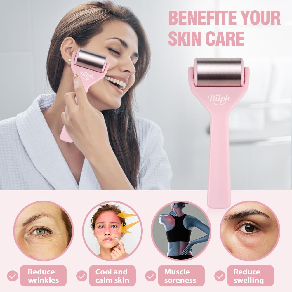 Massager Ice Roller Face Skin Care Cold Roller Body Massager-Pink