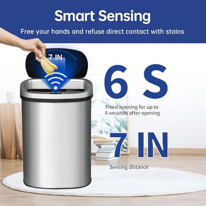 Trash Can 13 Gal W/Lid Automatic Touchless Garbage Odor Control Can