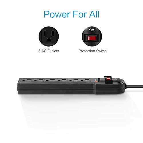 KMC 6-Outlet Surge Protector Power Strip 900 Joules, Set Of 2