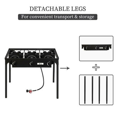 Portable Propane 3-Burner Gas Cooker Outdoor Camping Stove Grill