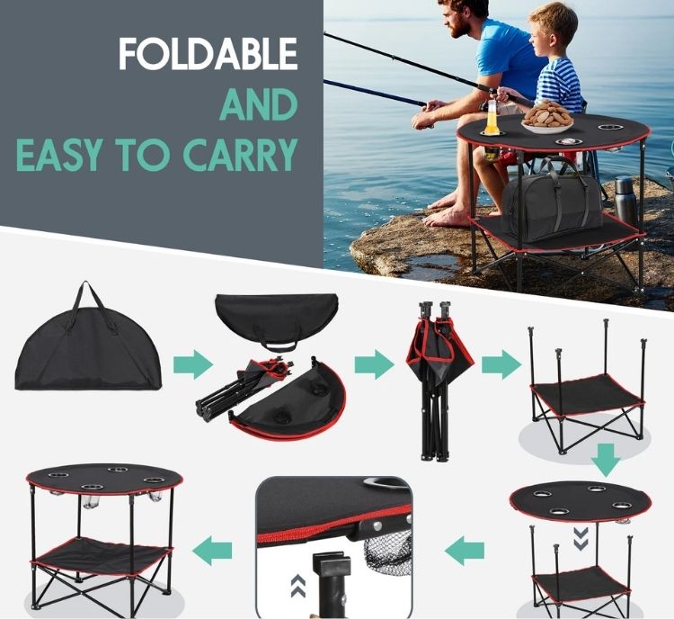 Foldable Camping Table Portable Outdoor Picnic Table W/Carry Bag