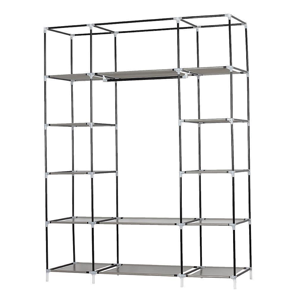 Portable Closet Storage Organizer Clothes Wardrobe Rack Shelves