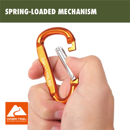 Spring-Loaded D-shaped Carabiners belt loops Carabiners, 2PK