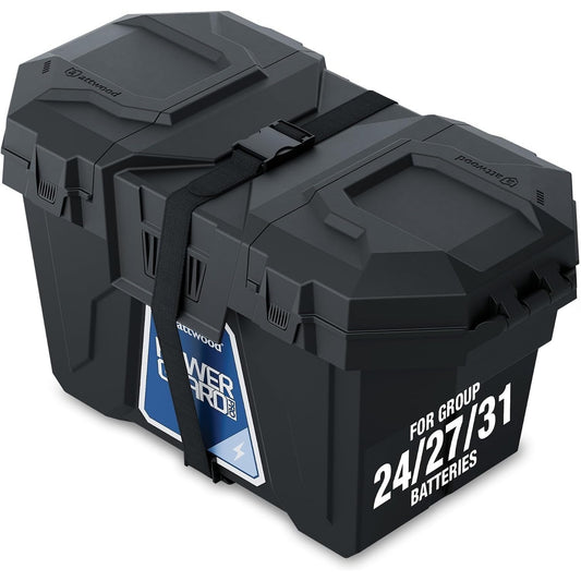 PowerGuard Pro Battery Box 27/24 Series Marine Battery Box, Black