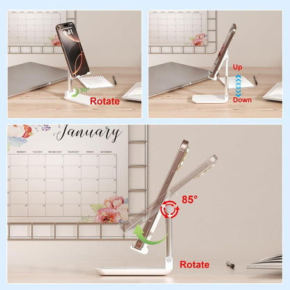 Foldable Stand Phone Adjustable Height Angle Desk Stand, White