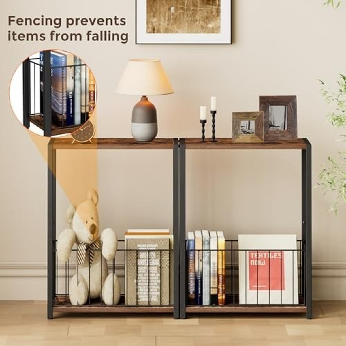 Narrow Side Table 2-Tier Removable Storage End Table, Brown