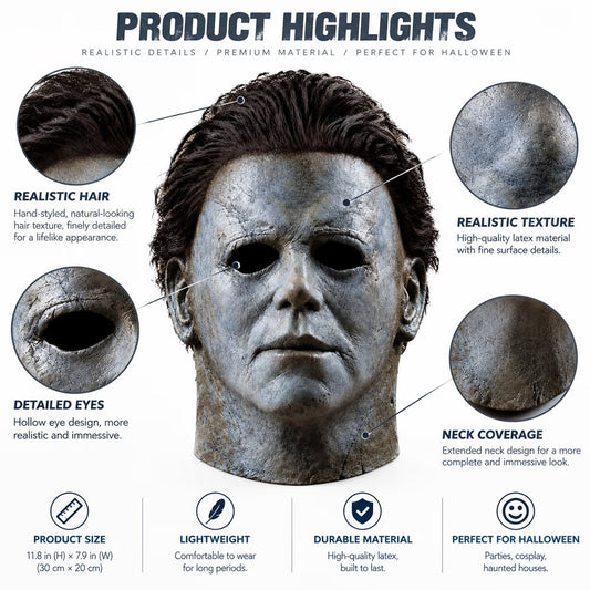 Halloween Mask Adult Natural Latex Cosplay Costume Horror Mask