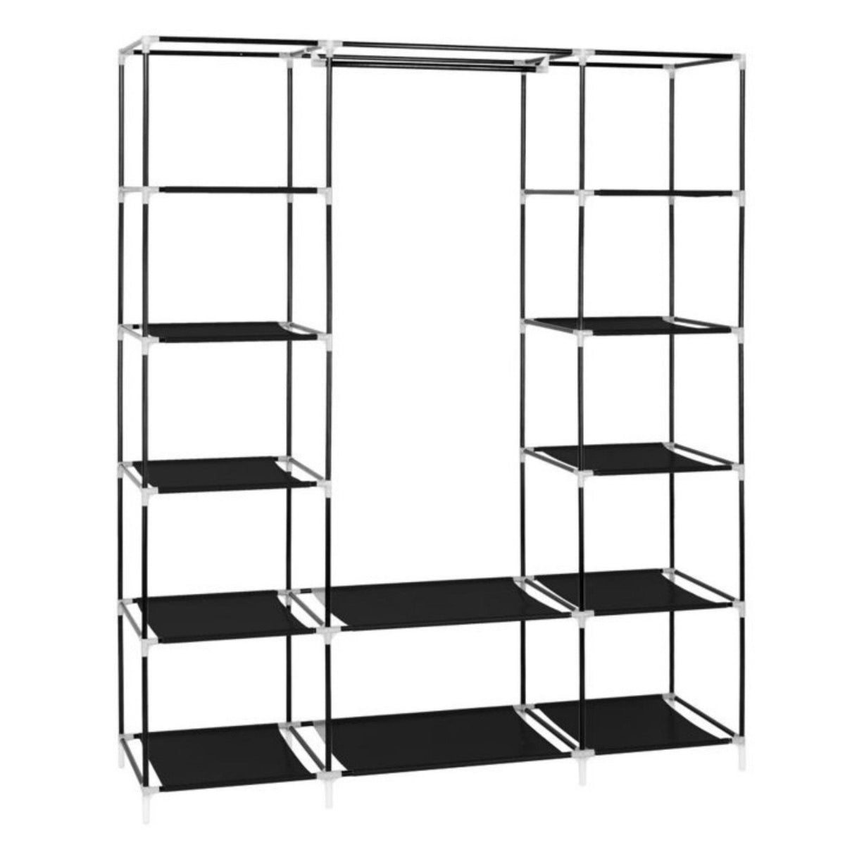 Portable Closet Wardrobe Rack Storage Organizer W/Shelves, Black