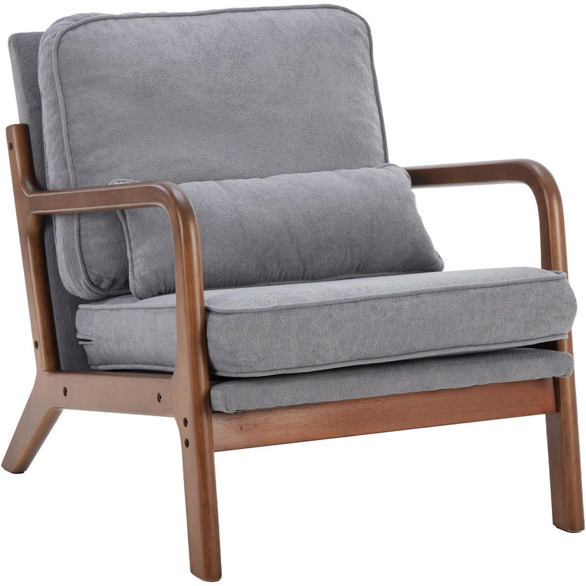 Modern Chair Reading Accent Upholstered Seat Lounge Armchair-Grey
