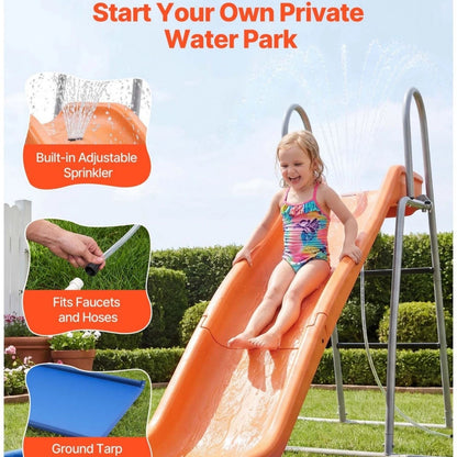 Freestanding Pool Slide W/Sprinkler & Ground Tarp Water Slide