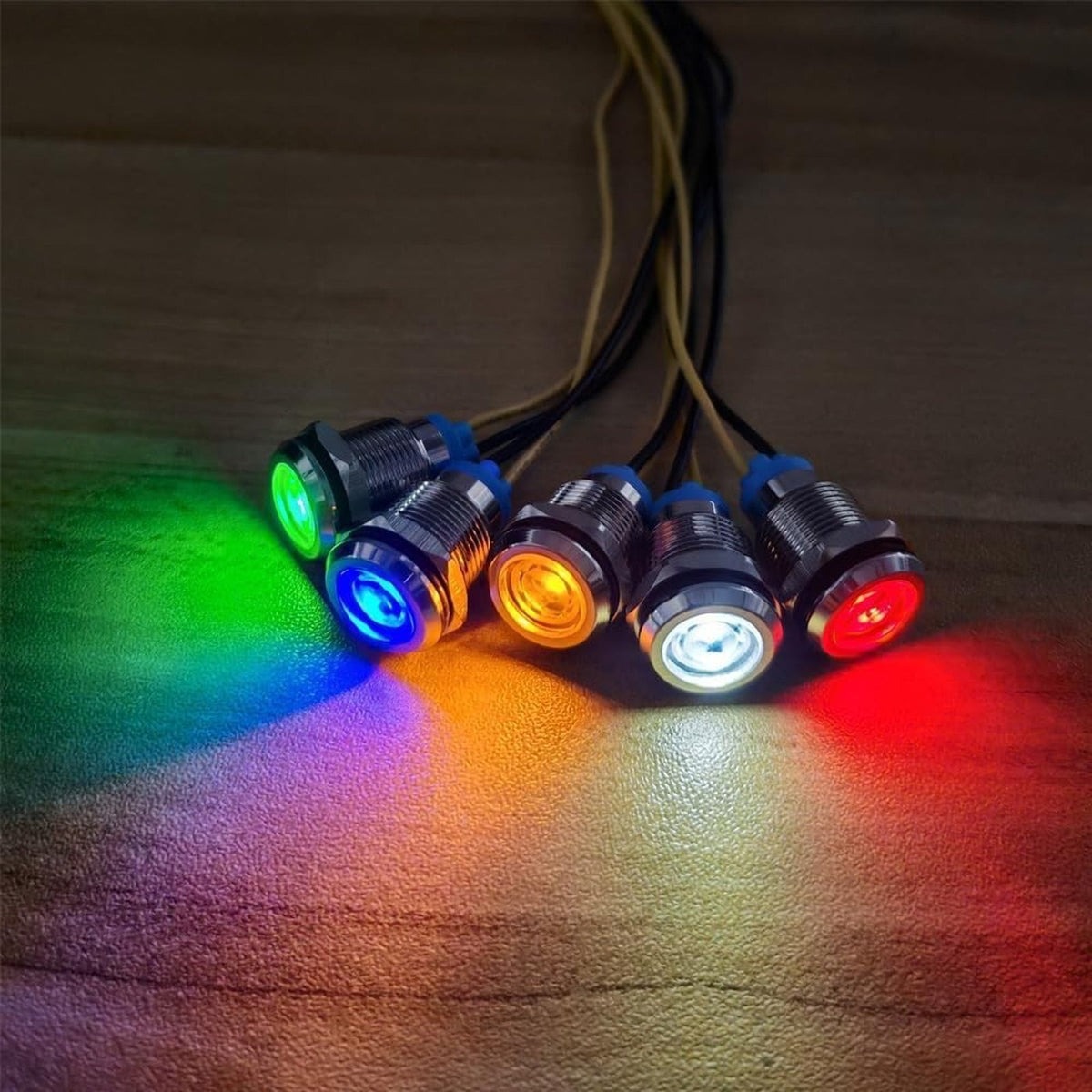 LED Indicator Light 110/220VAC Waterproof 12mm Lamp, 5pcs- RED