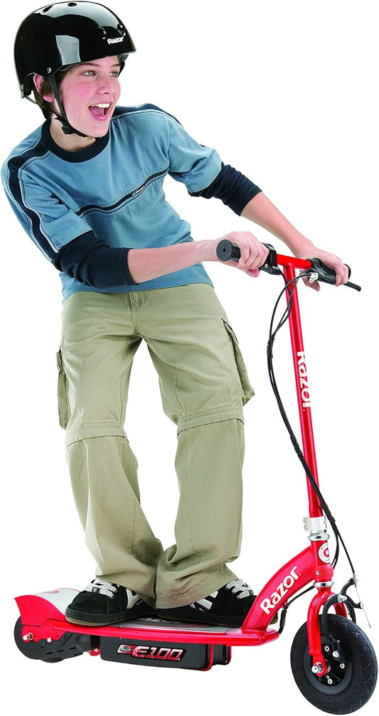 Electric Scooter 100W High-Torque Single-Speed Chain-Driven, Red