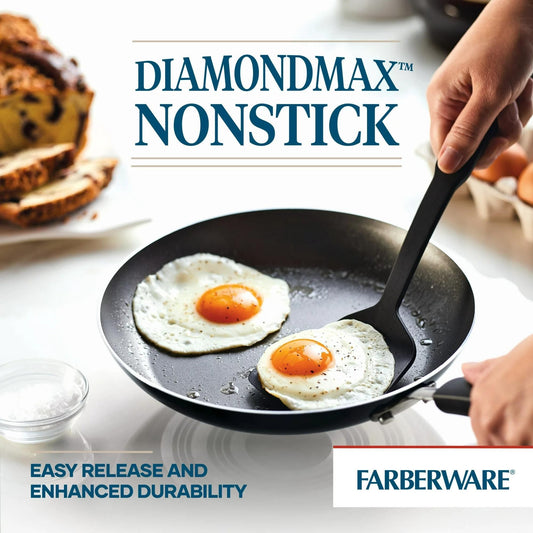Fry Pan Set Aluminum Non-Stick 3-Piece Pan Skillet Set, Black