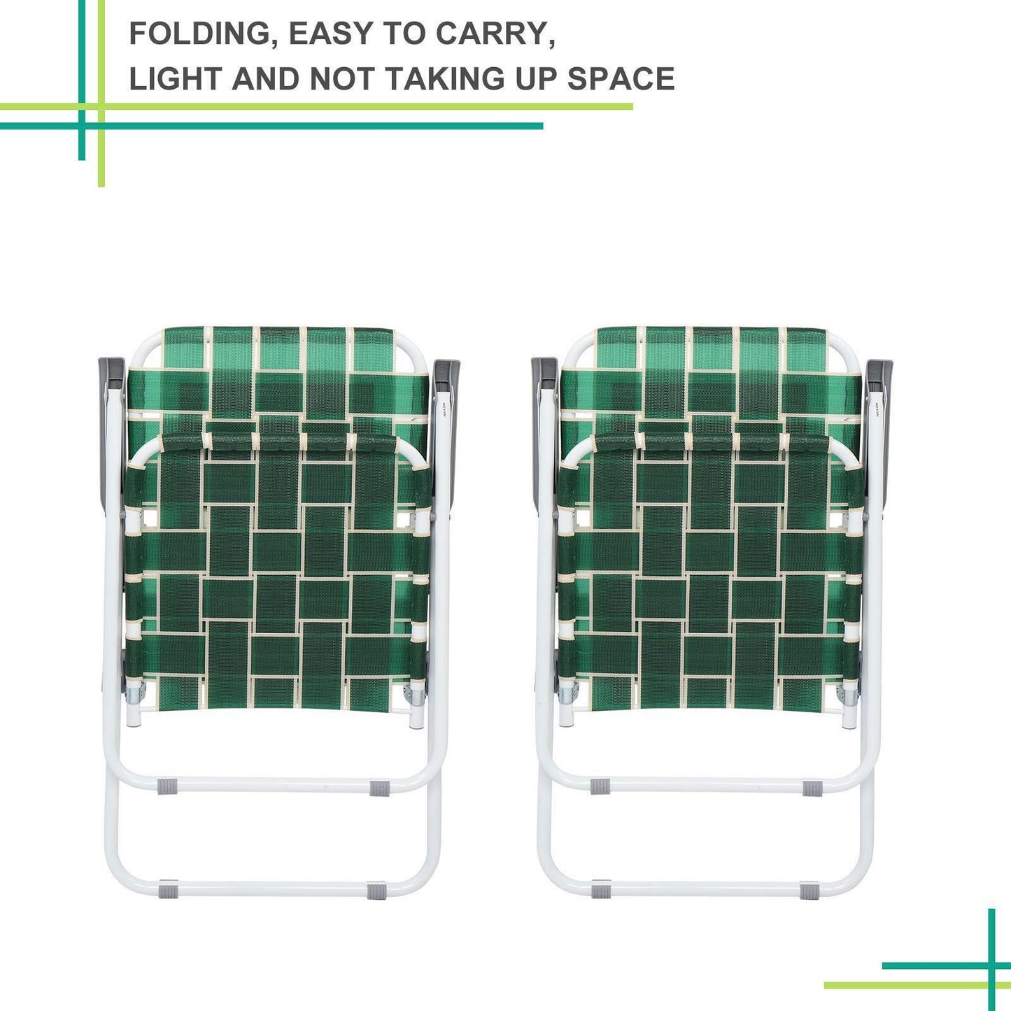 Folding Web Lawn Chair Portable Beach Camping Chair-2 Pack