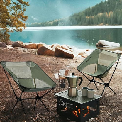 Portable Folding Chair Camping Backrest Lounge Chair -Green
