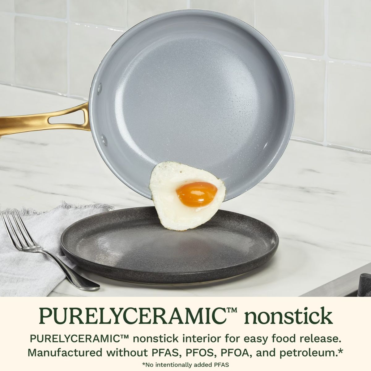 Chef’s Classic 10” Pan Stainless Steel Nonstick Ceramic Pan-White