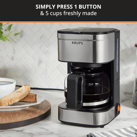 Simply Brew Coffee Maker Filter Drip 5 Cup Coffee Maker, Silver
