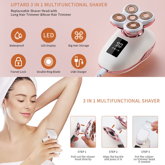 Electric Razors 3-In-1 Women Legs Facial Bikini Hair Shaver