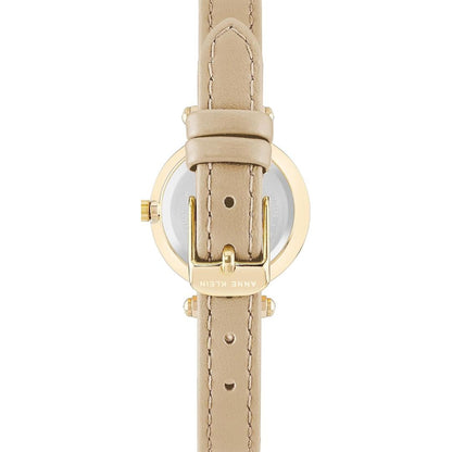 Women Watch Round Case Analog Dial Leather Strap Watch, Gold
