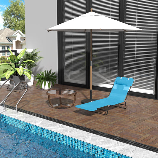 Folding Chaise Lounge Pool Sun Chair Reclining Lounge, Blue