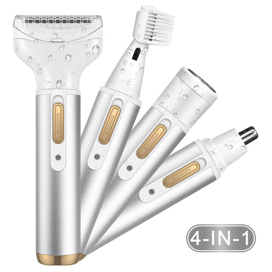 Women 4 IN 1 Grooming Kit Remover Nose Bikini Trimmer, Silver