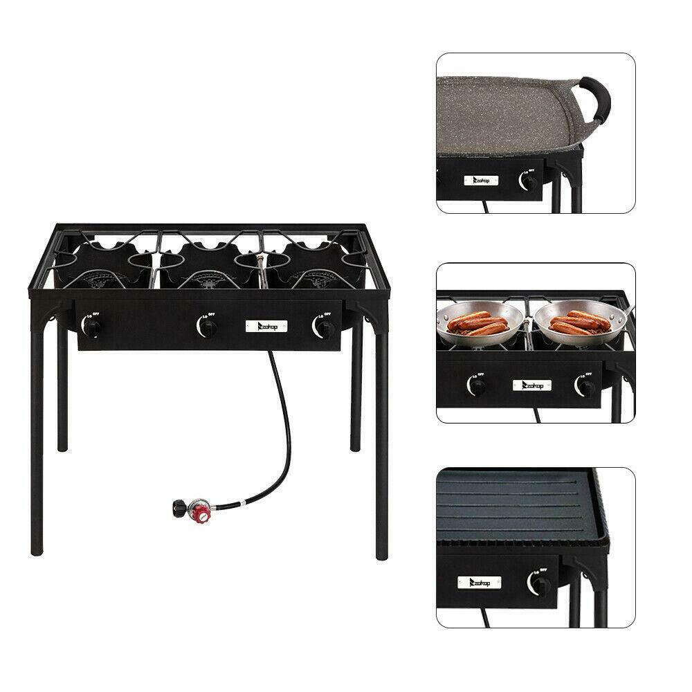 Portable Propane 3-Burner Gas Cooker Outdoor Camping Stove Grill