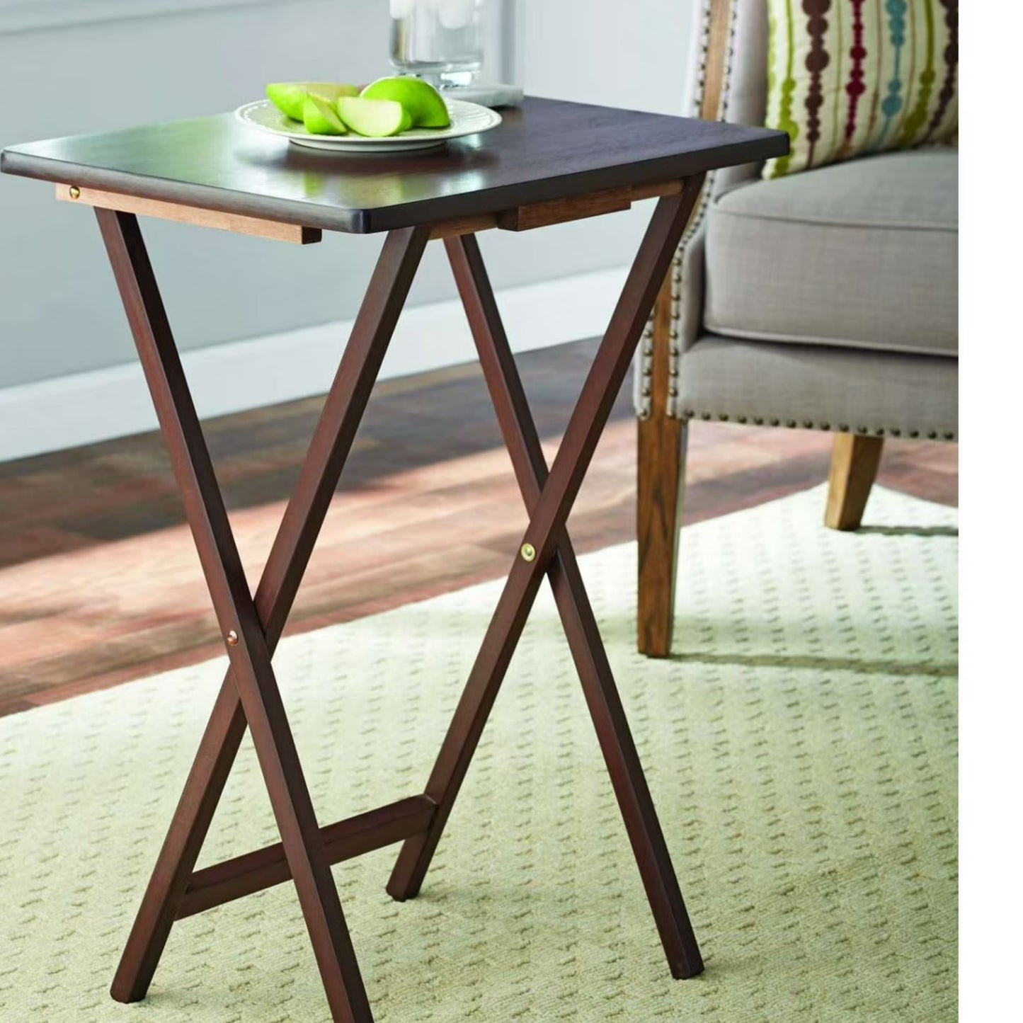 Folding TV Tray Table Lightweight Portable Tray Table- Walnut
