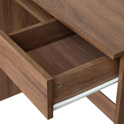 Keyboard Desk Small Walnut Tray Drawer 32"W Computer Table, Brown