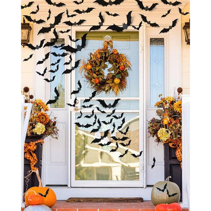 Halloween Bats Wall Decor 4 Size Black 3D Bat Decoration-120 Pcs