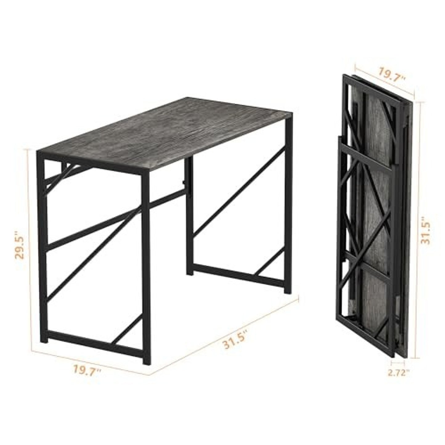 Folding Computer Desk Space Saving Writing Desk, Rustic Brown