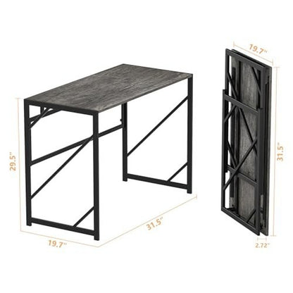 Folding Computer Desk Space Saving Writing Desk, Rustic Brown