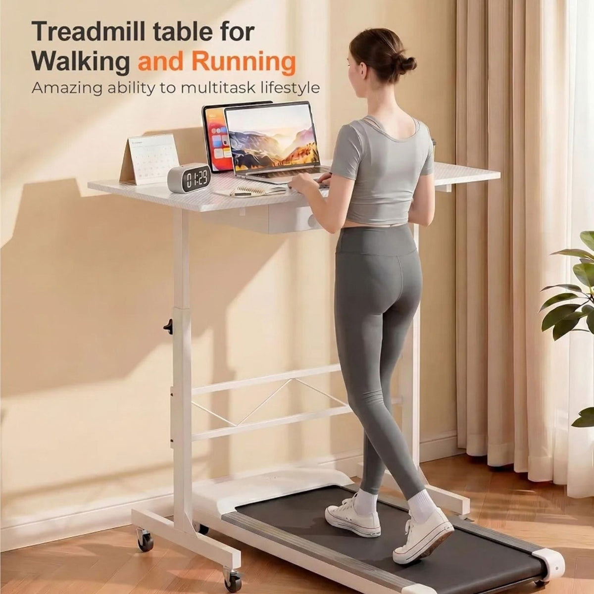 COMHOMA Small Standing Desk W/Storage Drawer 4-Level Rolling Desk