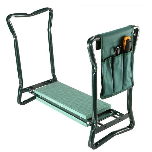 Folding Garden Kneeler Bench Kneeling Soft Eva Pad Seat W/ Stool Pouch