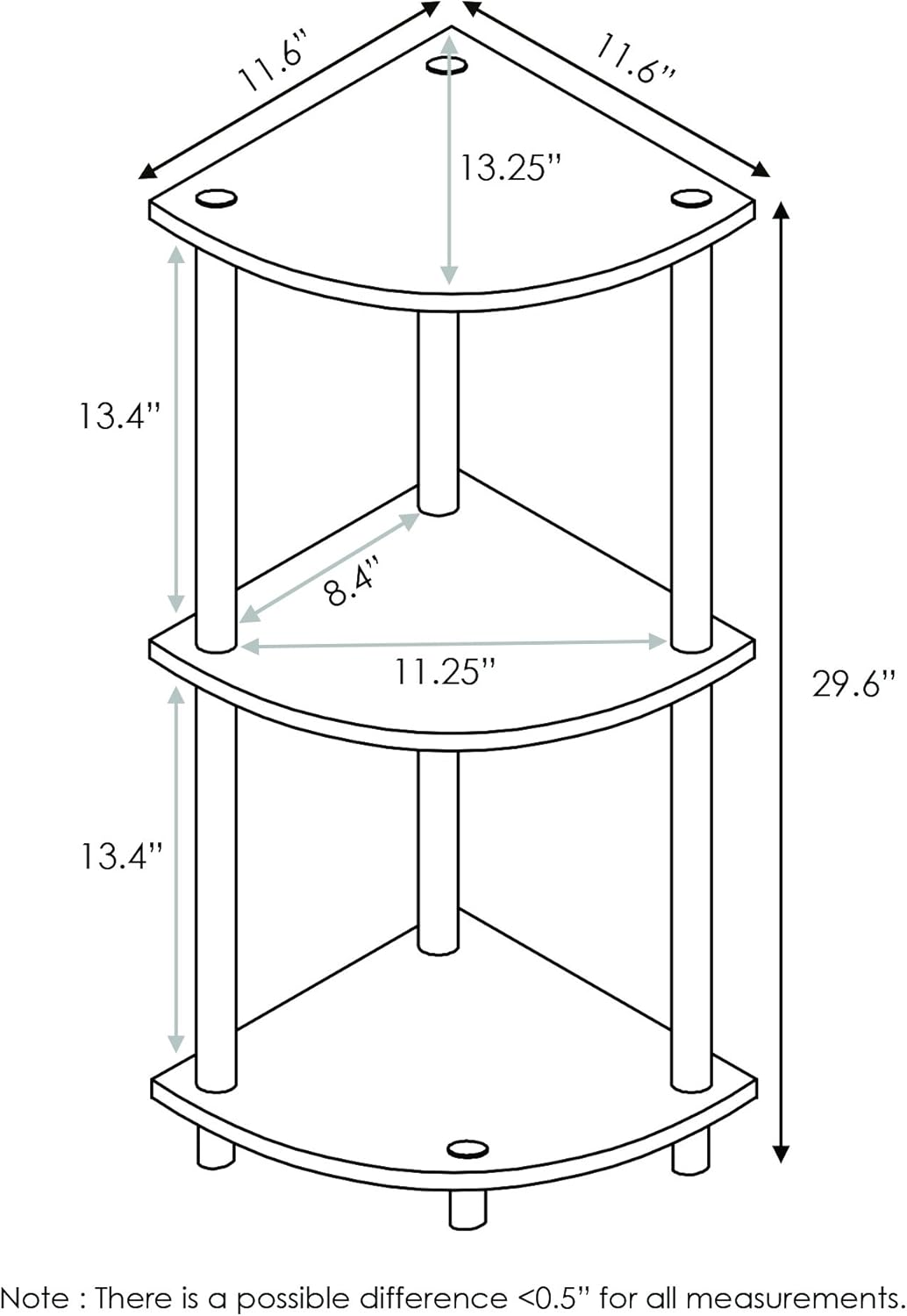 Corner Display Rack 3-Tier Decor Multipurpose Shelving Unit-Brown