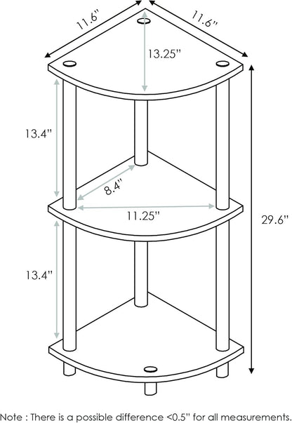 Corner Display Rack 3-Tier Decor Multipurpose Shelving Unit-Brown