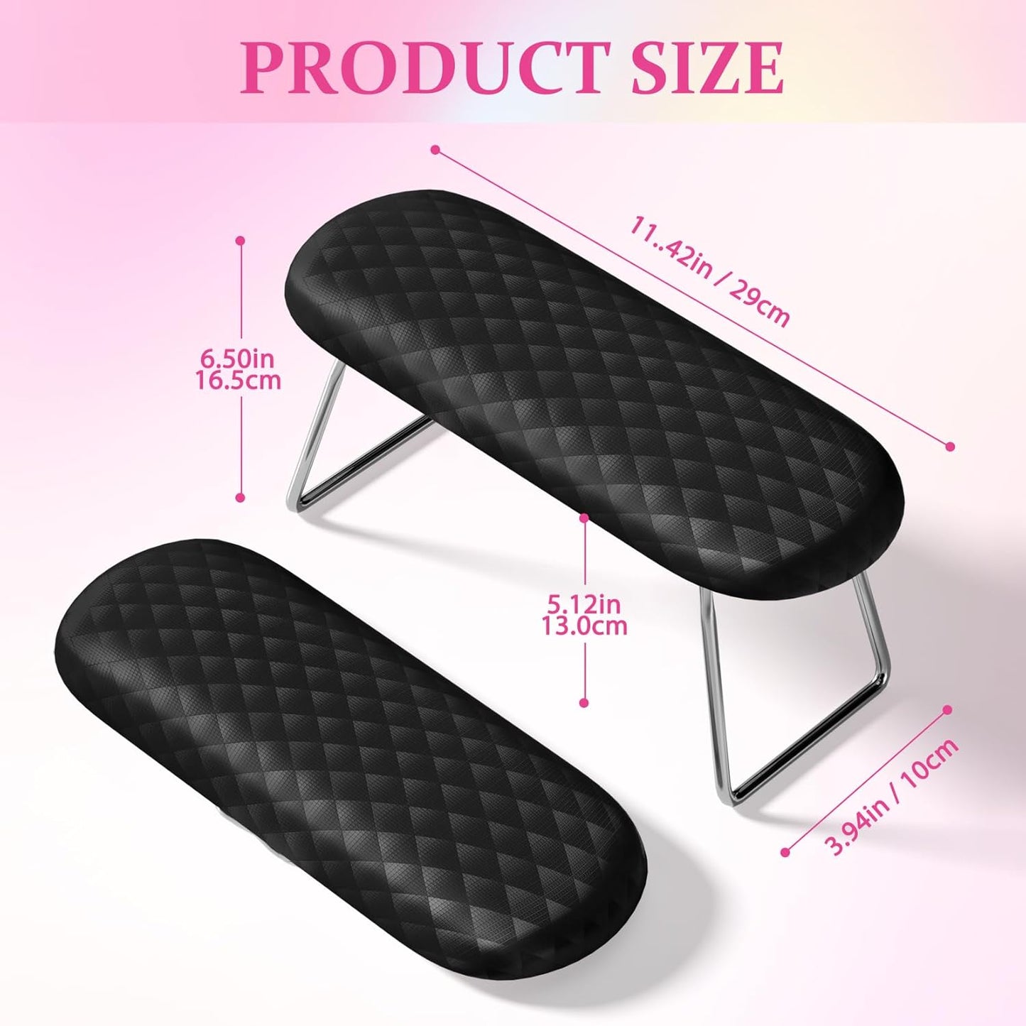 Nail Arm Rest Leather Manicure Hand Pillow Rest Table, Black