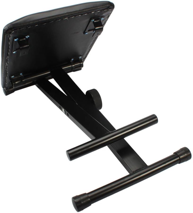 Portable X-Style Stool PU Leather Keyboard Folding Bench, Black
