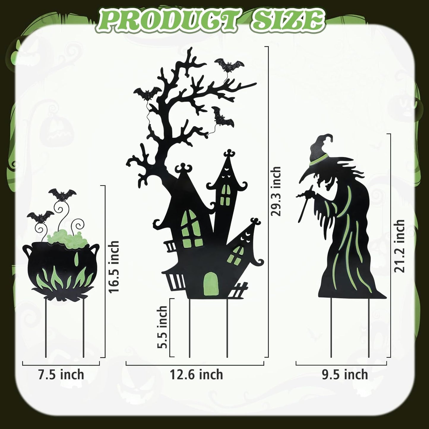 Metal Yard Stakes Glow in Dark Halloween Yard Signs Decorations