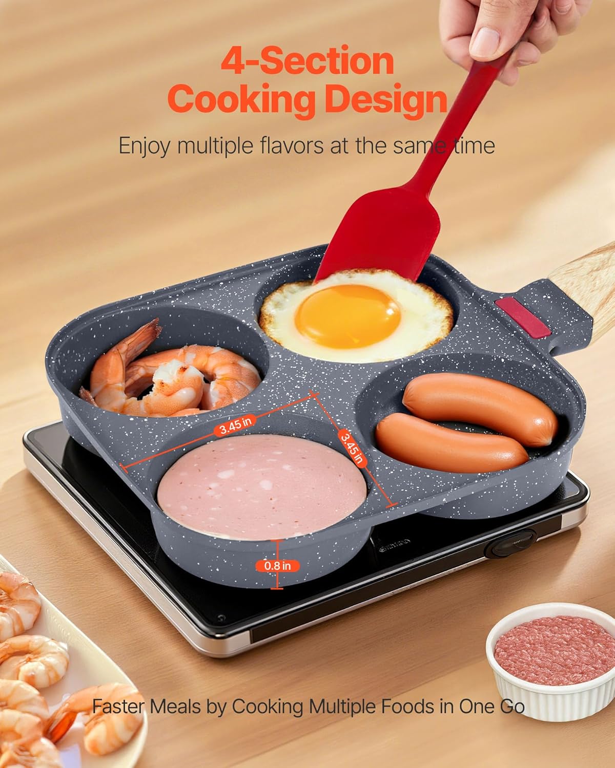 Egg Pan 4-Cup Nonstick Egg Frying Pan Aluminum Skillet Pancakes