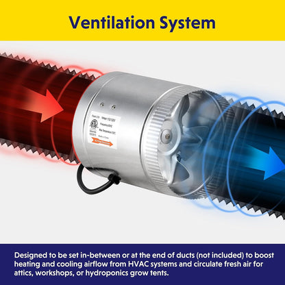 iPower Blower Inline Booster 240 CFM Exhaust Duct Blower 6'' Fan