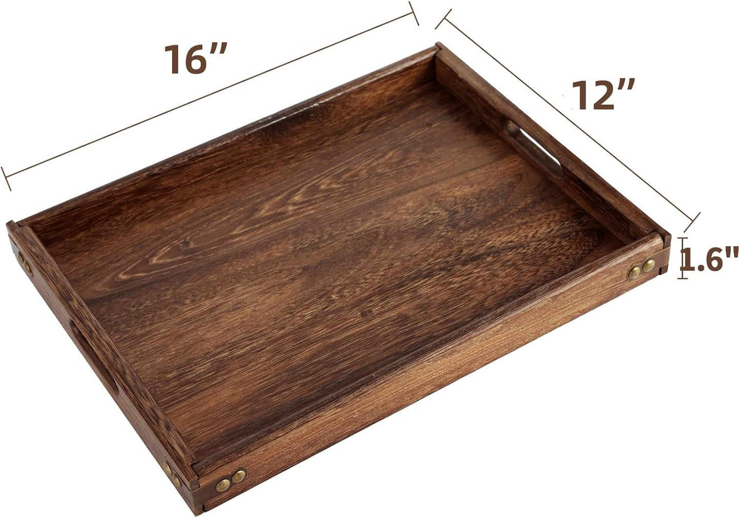 Wood Serving Tray W/Handles Rustic Wooden Platters Bed Tray