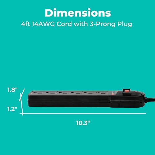 KMC 6-Outlet Surge Protector Power Strip 900 Joules, Set Of 2