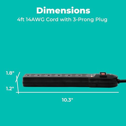 KMC 6-Outlet Surge Protector Power Strip 900 Joules, Set Of 2