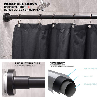 Shower Curtain Rod Stainless Steel Never Rust Tension Rod, Black