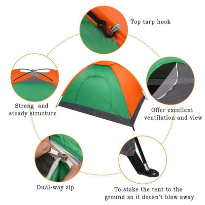 Folding 2 People Tent Portable Outdoor Camping Hiking Tent W/Bag