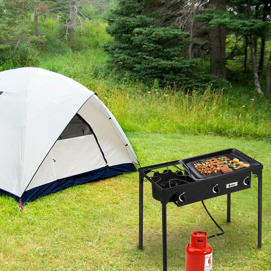 Portable Propane 3-Burner Gas Cooker Outdoor Camping Stove Grill