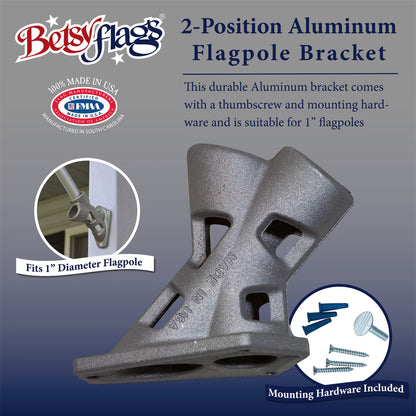 Aluminum Flagpole Bracket 1-inch Pole 2-Position Pole Mounting